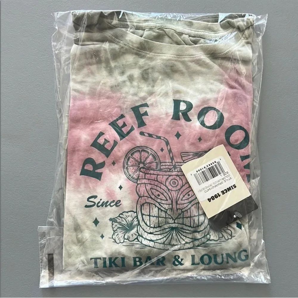 New Reef HURRICONE • CROPPED SS CREW Tie-Dye Cotton Tee Size L - Picture 7 of 7